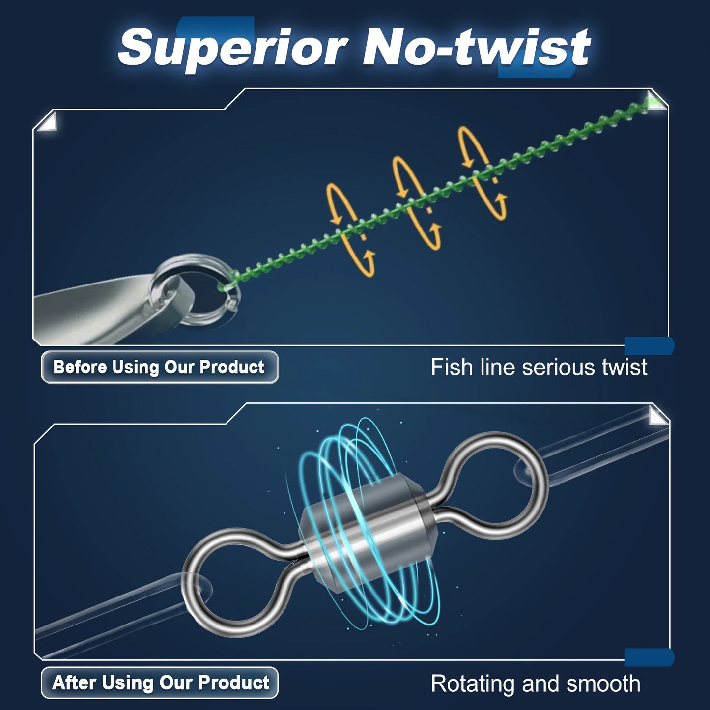 Snap Stainless Steel Fishing Rolling Barrel Swivels