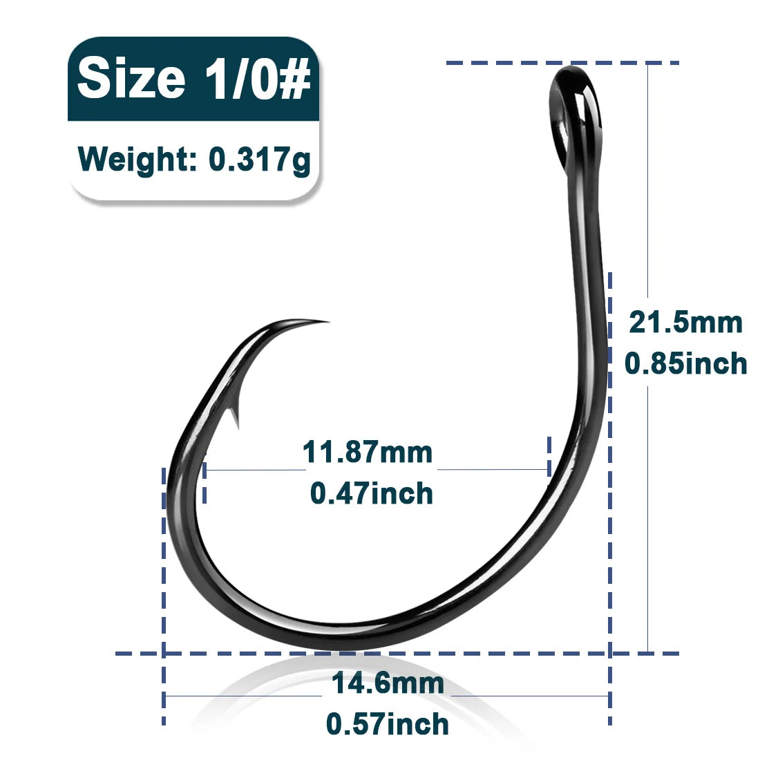 Circle Hooks 25~100Pcs - Wide Gap Non-Offset Circle Hook