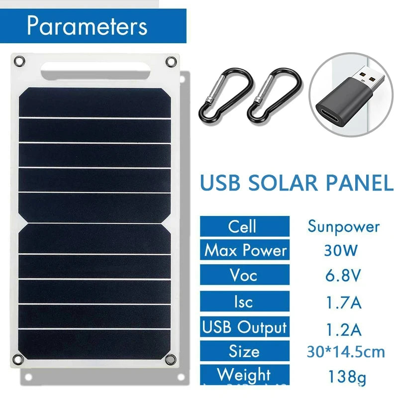 Solar Panel 5V  USB Type-C Charge Portable Flexible Kit