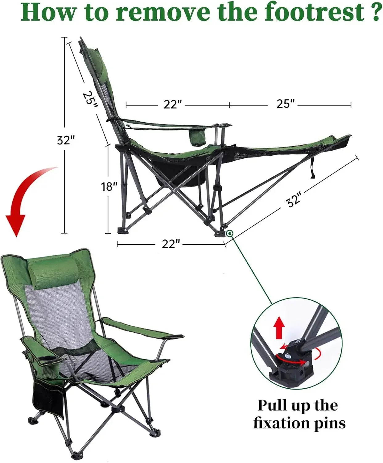 Camping Lounge Chair, Portable Reclining