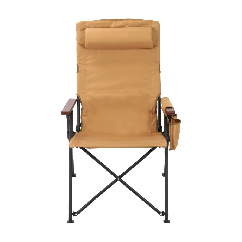 Adjustable 5-Position Folding Chair With Pillow & Armrests - Perfect For Outdoor Camping, Fishing, Relaxation
