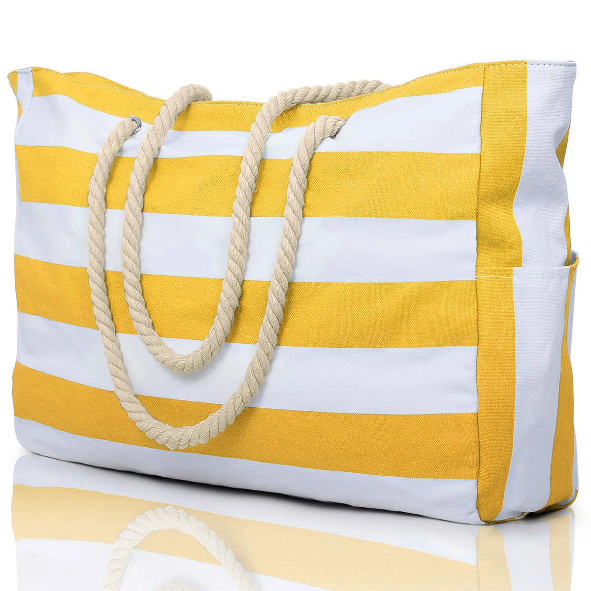 Striped zipper outer bag, waterproof and sand resistant canvas