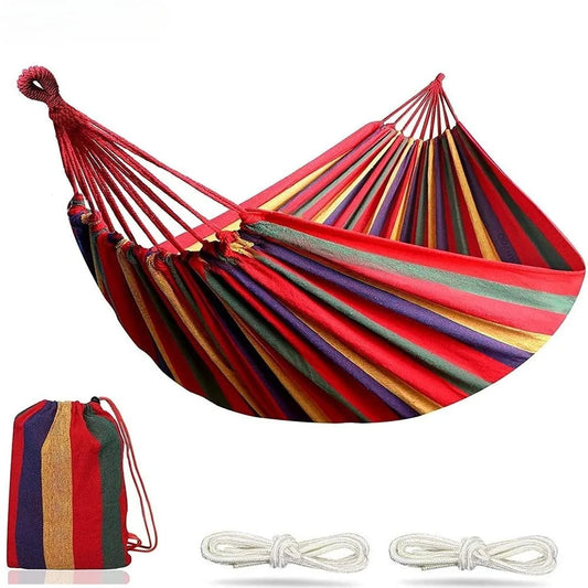 Double Hammock 2 Person Canvas Cotton Hammock with Tree Straps