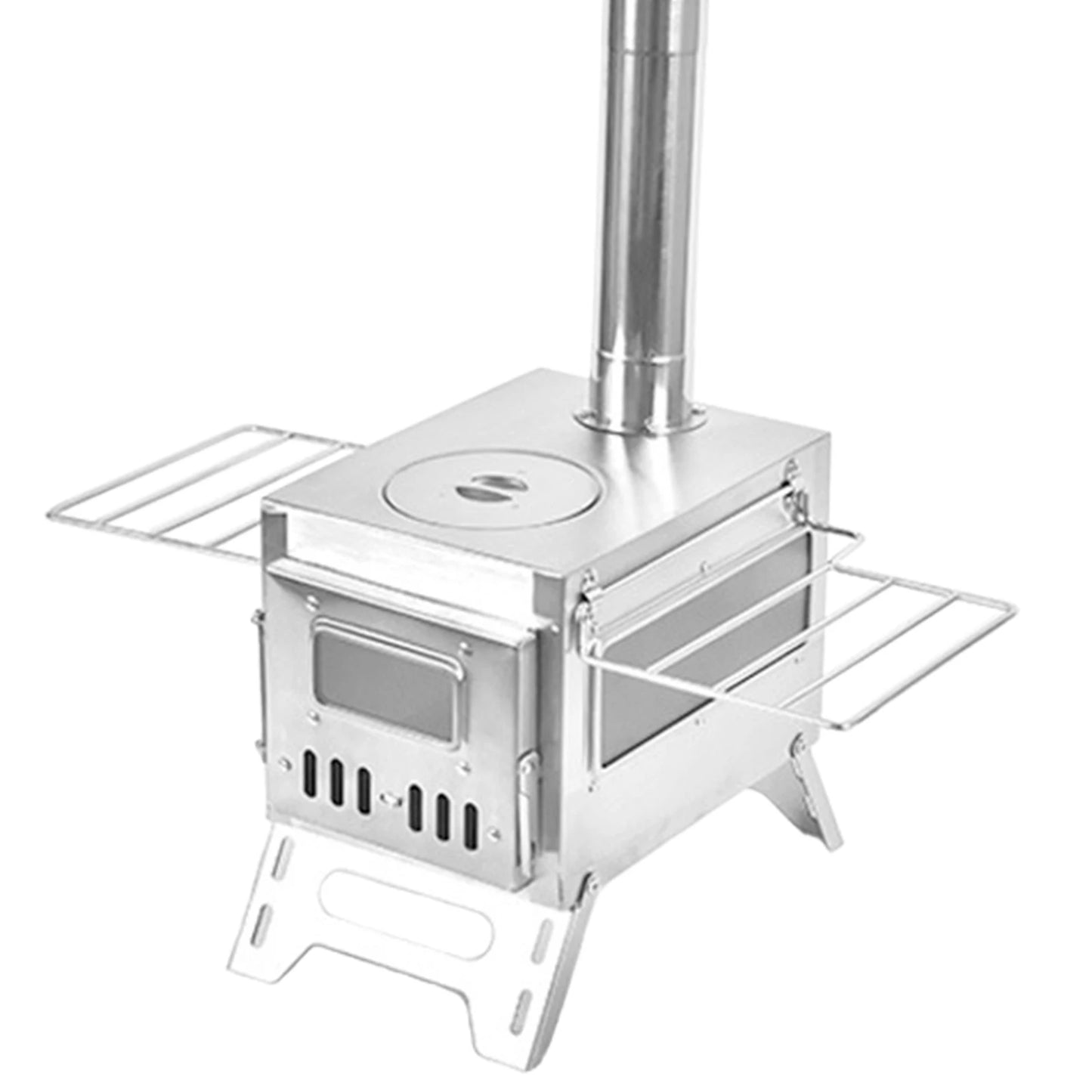 Outdoor Camping Wood-burning Stove. Wood Burner Stainless Steel Foldable Tent Heater
