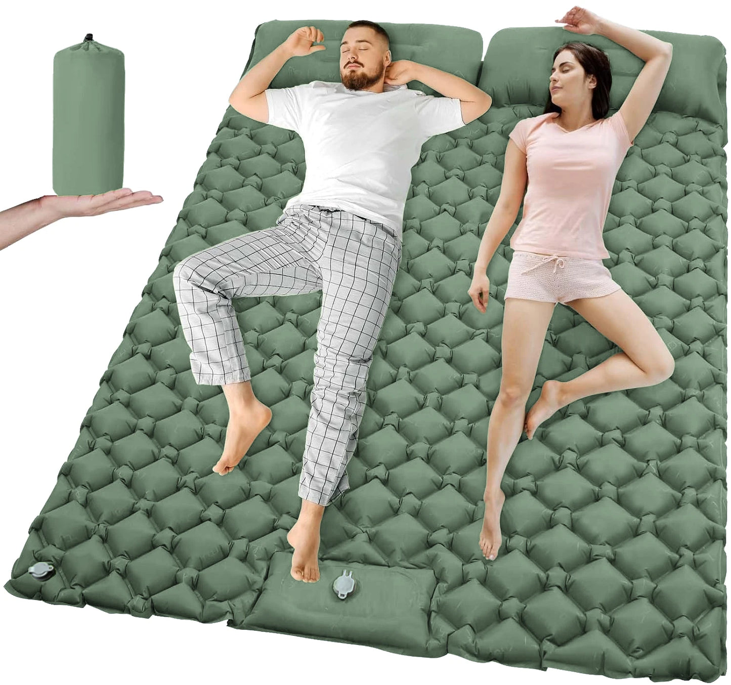 Outdoor Camping Double Inflatable Mattress Extra Wide Sleeping Pad Ultralight