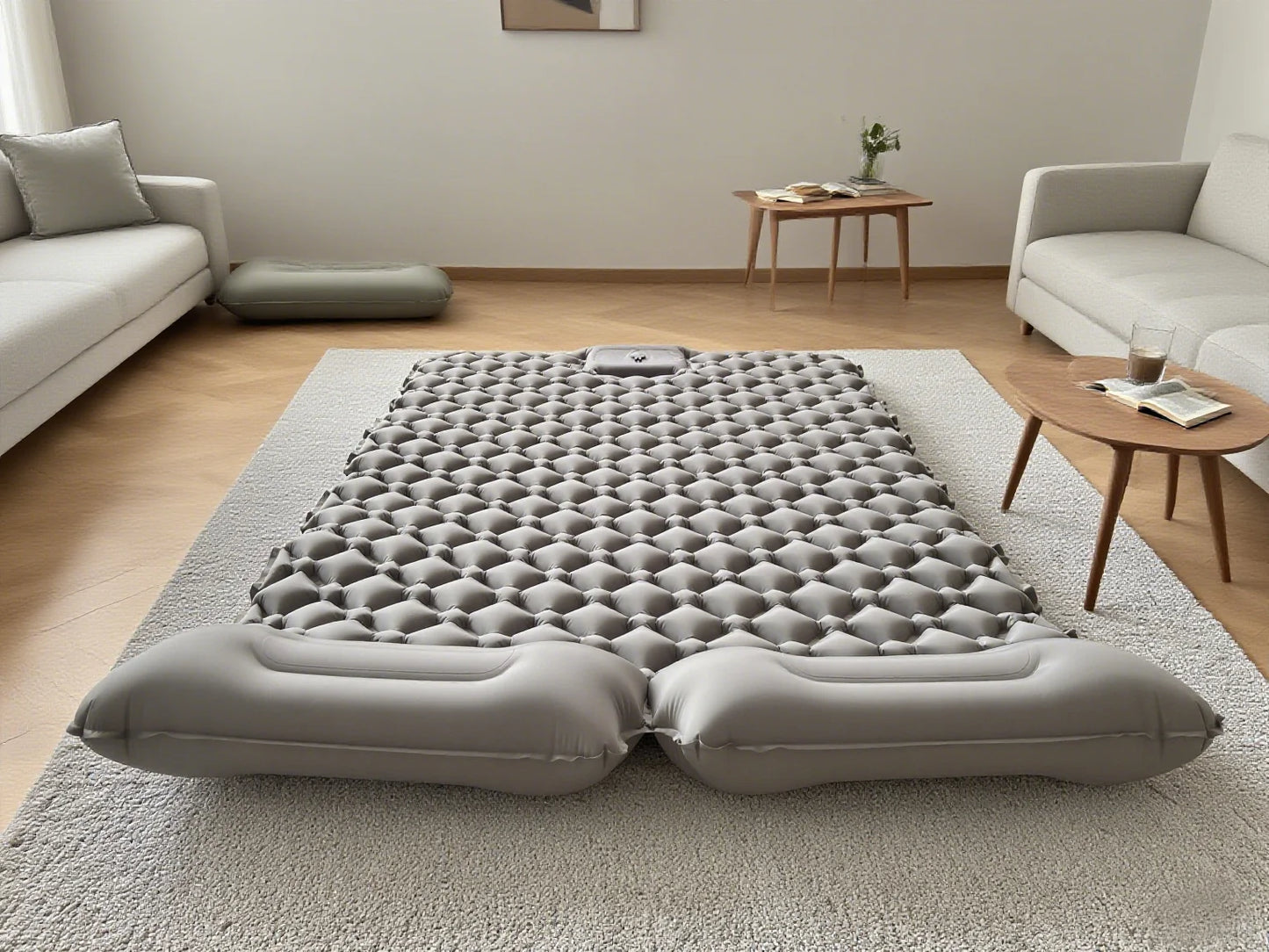 Outdoor Camping Double Inflatable Mattress Extra Wide Sleeping Pad Ultralight