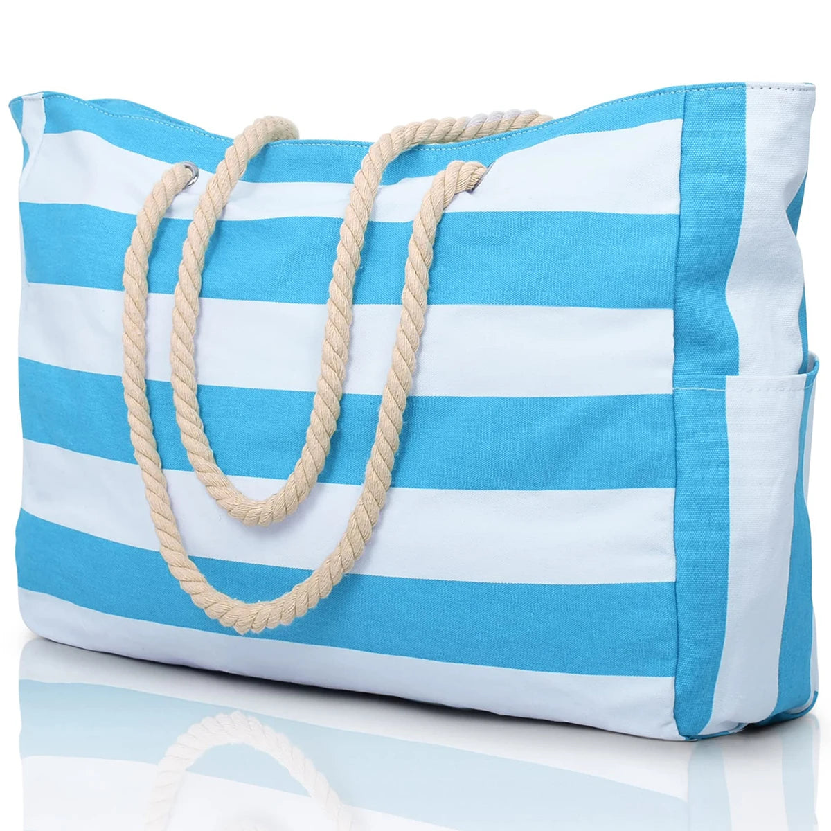 Striped zipper outer bag, waterproof and sand resistant canvas