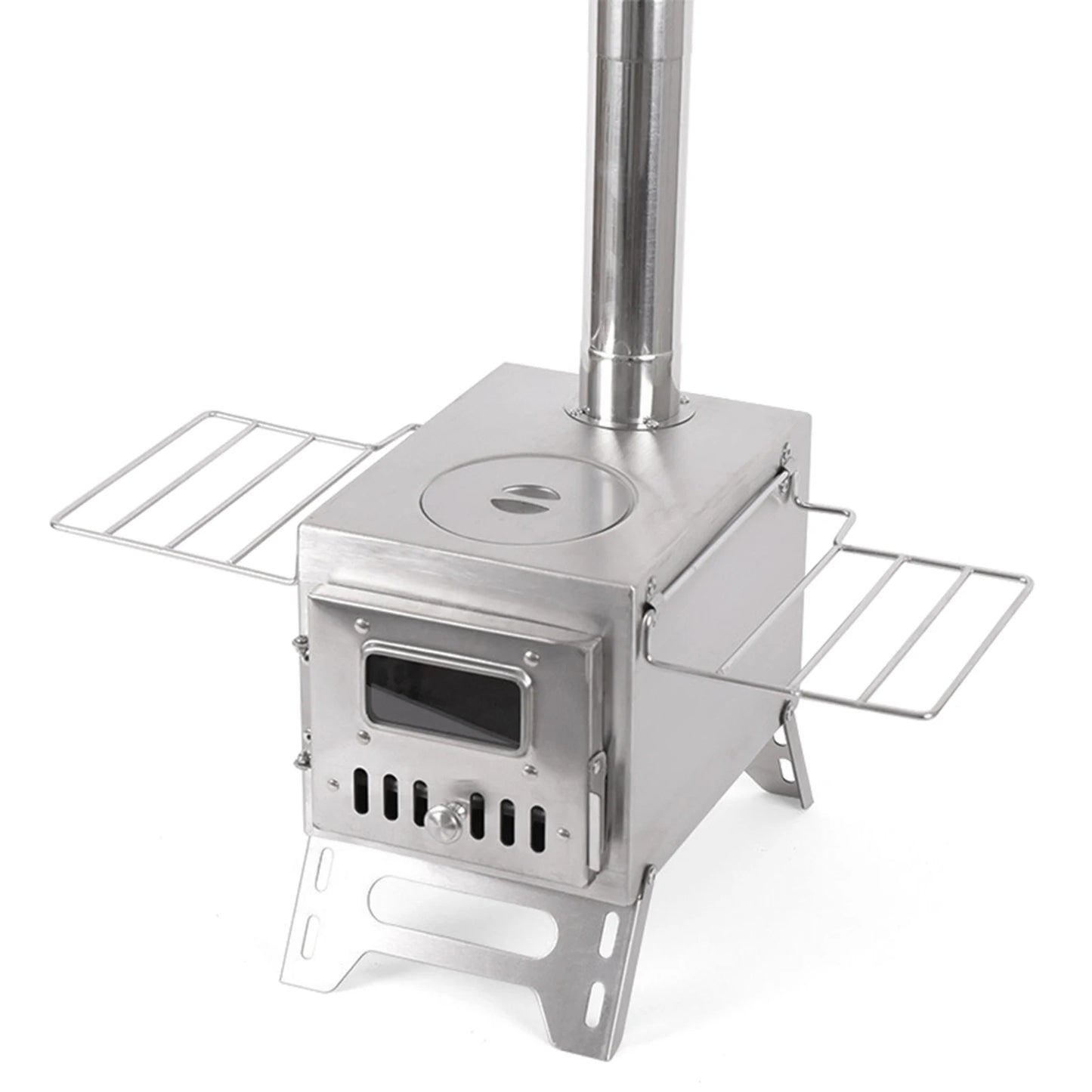 Outdoor Camping Wood-burning Stove. Wood Burner Stainless Steel Foldable Tent Heater