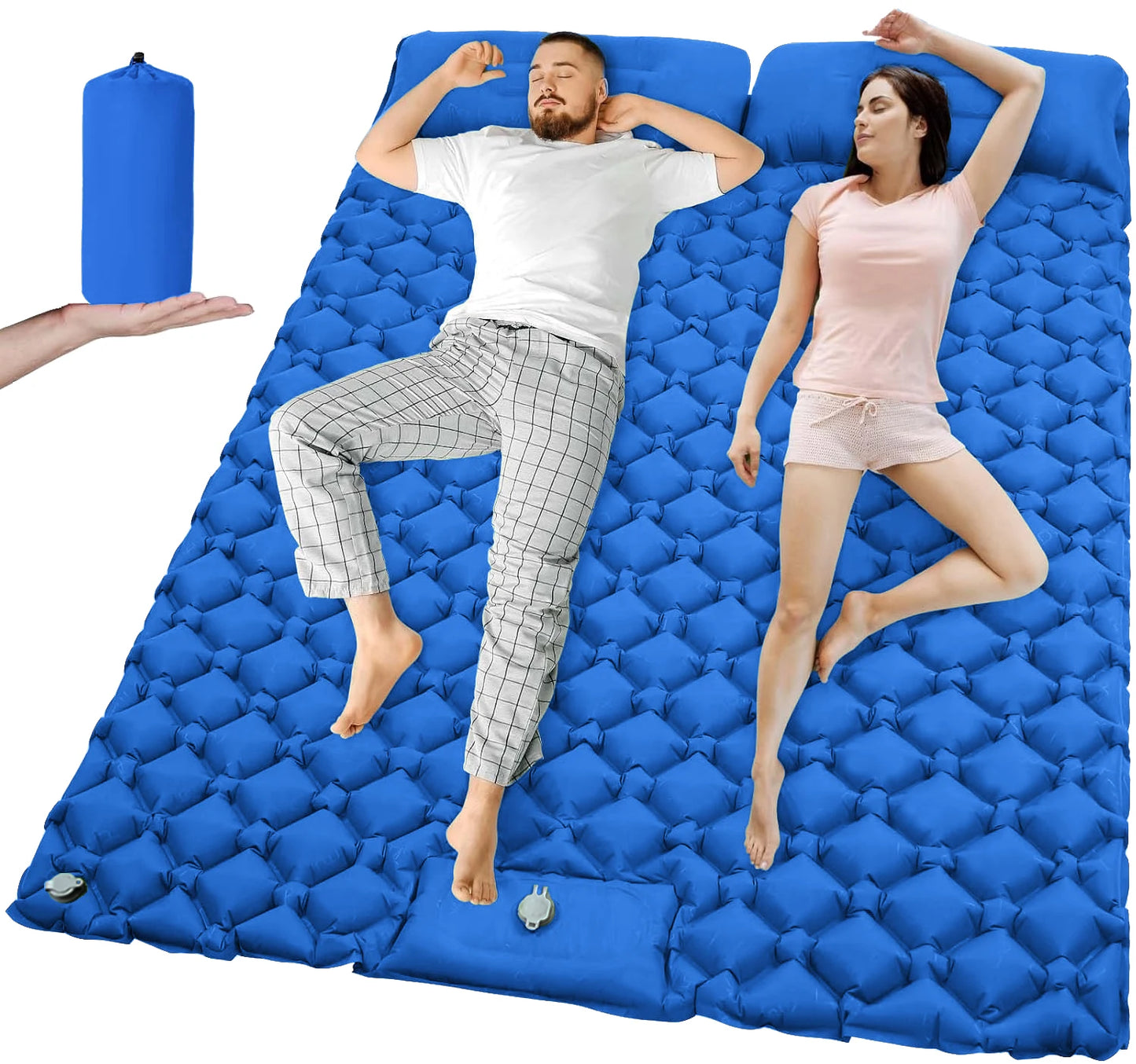 Outdoor Camping Double Inflatable Mattress Extra Wide Sleeping Pad Ultralight