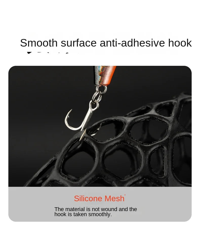 Folding Landing Net-  Rubber/Silicone Mesh -  14kg load bearing