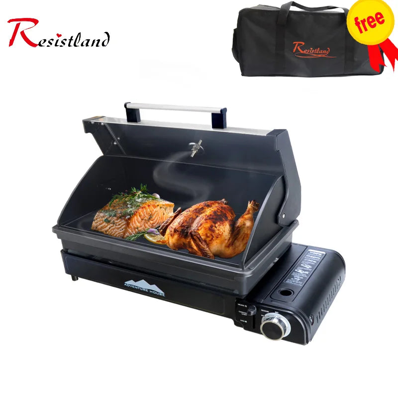 Camping Multi Gas Grill. Portable BBQ, Stove, Grill. Outdoor Stainless Steel