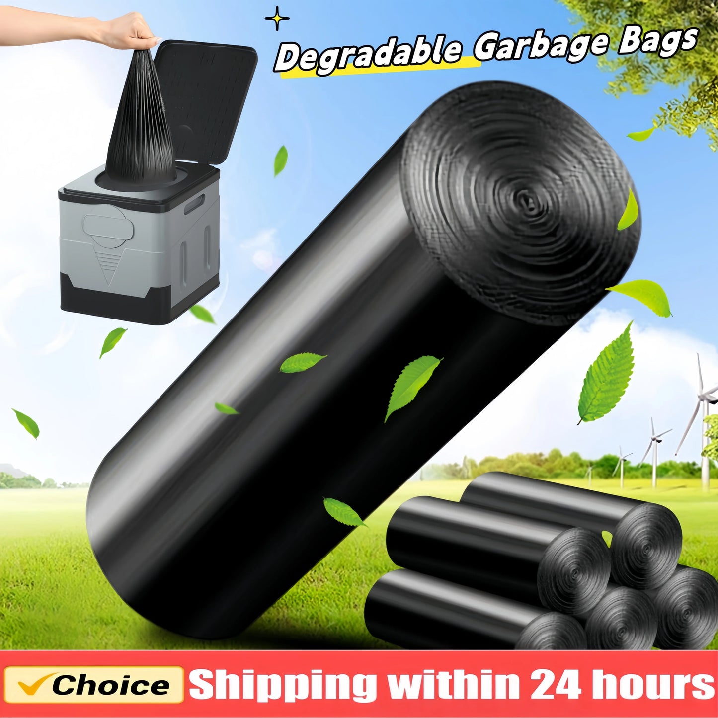 Portable Camping Toilet & Degradable Garbage Bags
