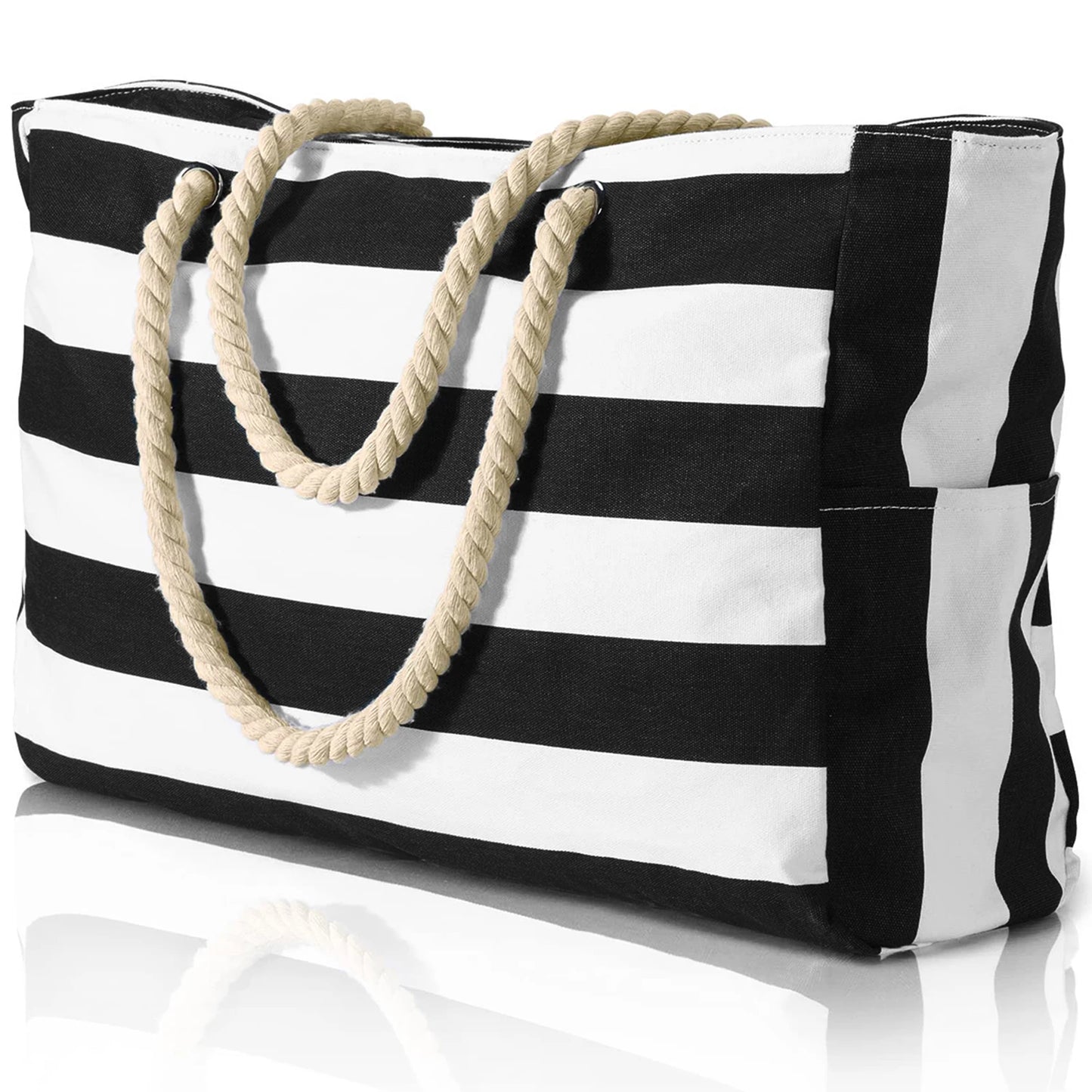Striped zipper outer bag, waterproof and sand resistant canvas