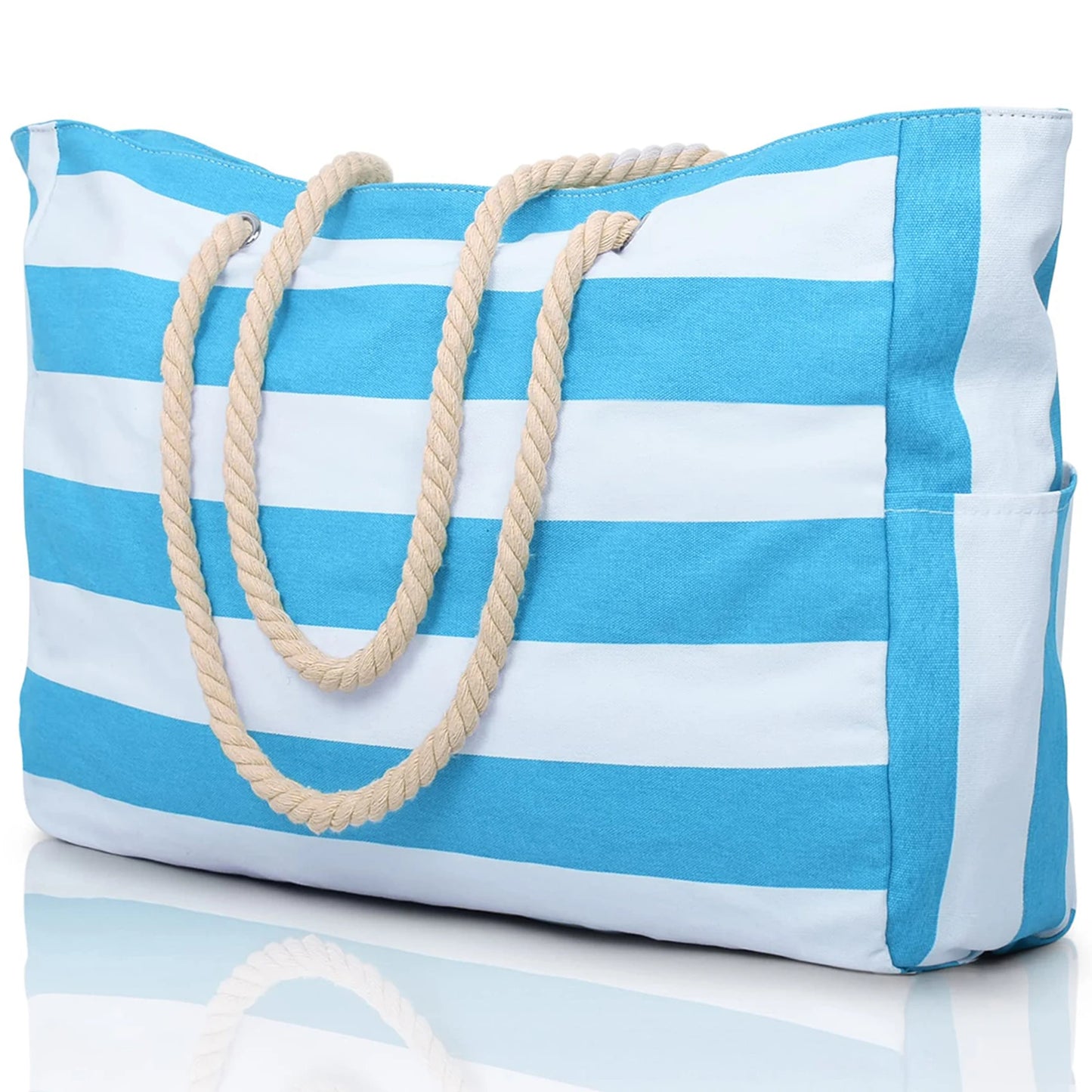 Striped zipper outer bag, waterproof and sand resistant canvas