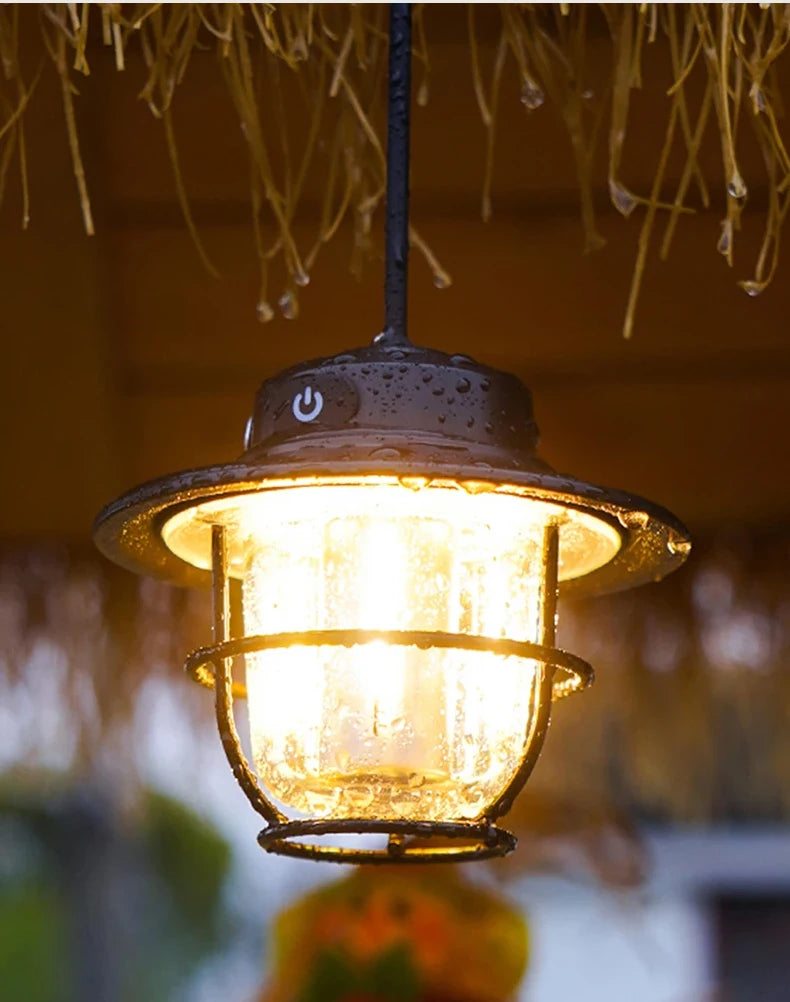Portable Camping Retro Hanging Lanterns.  Waterproof Dimmable Tent Lamp.