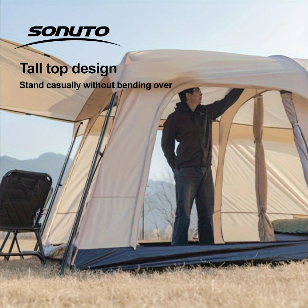 Sonuto Tent, outdoor camping two-bedroom portable thickened field awning