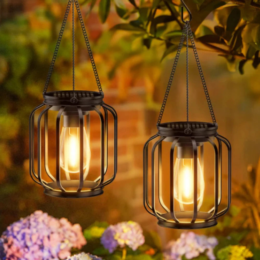 Solar Powered Lantern Hanging Light with Hook
