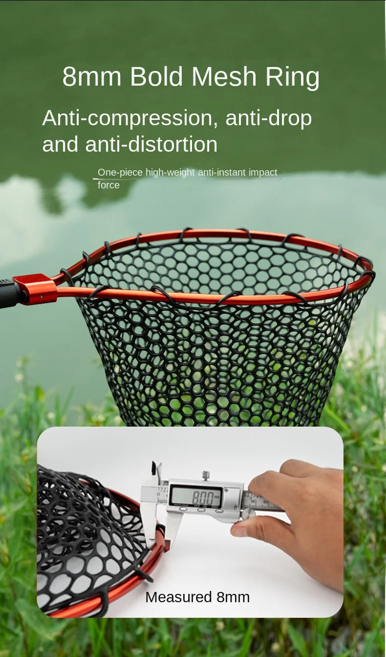 Folding Landing Net-  Rubber/Silicone Mesh -  14kg load bearing