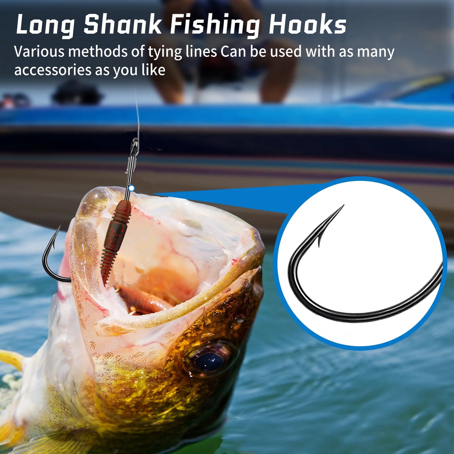 9KM 25Pcs Long Shank Fishing Hook Fishing Lure Bait Hook Worm Hook