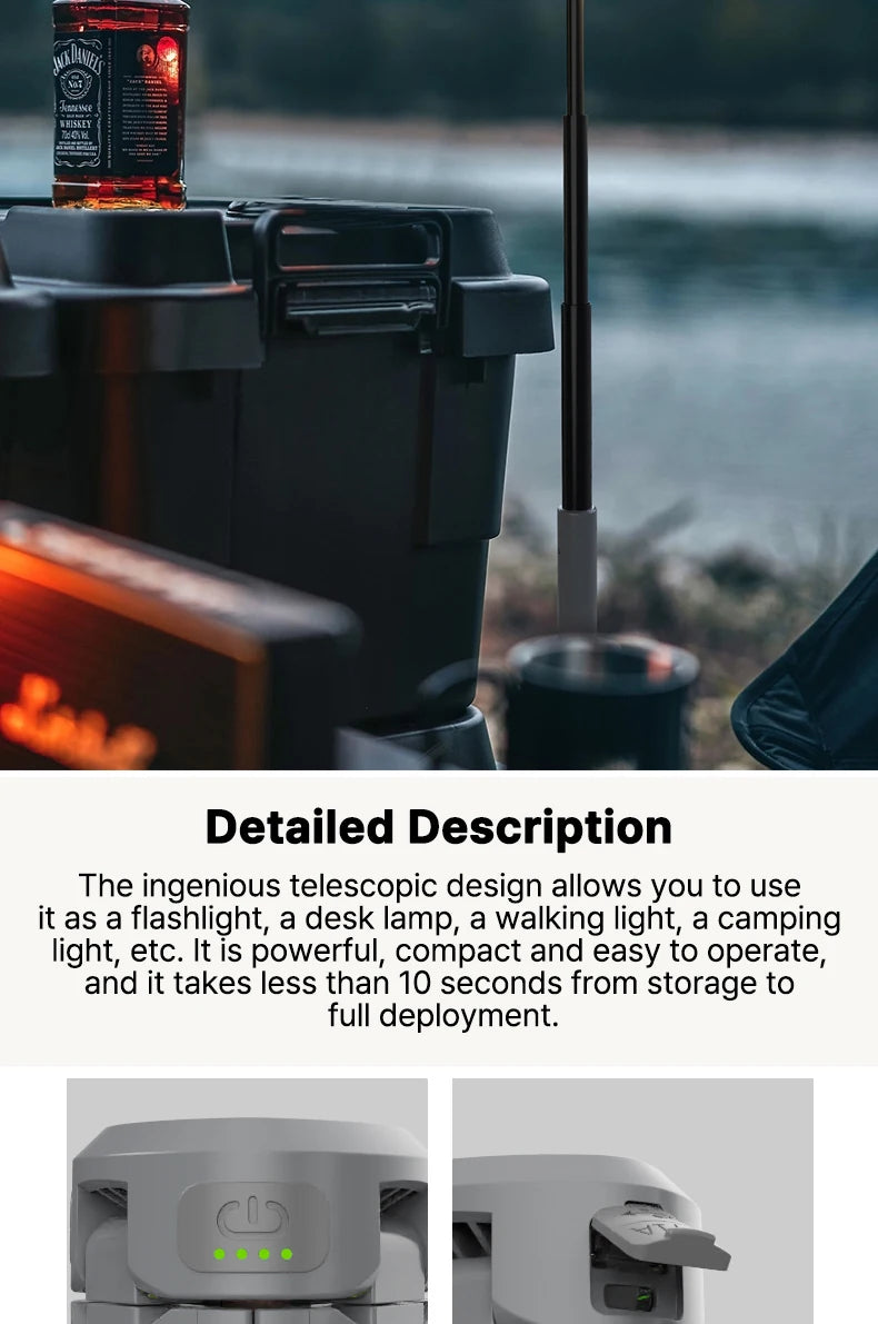 Rechargeable Outdoor Portable Hiking Camping Fishing Flashlight - Telescopic