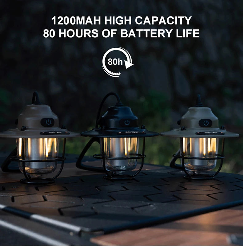 Portable Camping Retro Hanging Lanterns.  Waterproof Dimmable Tent Lamp.