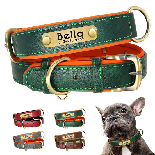 Customised PU Leather Nameplate Dog Collar