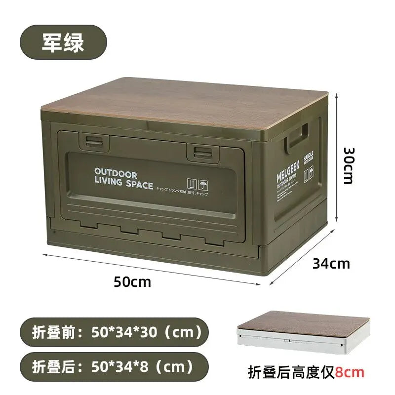Outdoor Storage Box Camping Folding Box Camping Organizer Car Trunk Wooden Lid Industrial Air Storage Box
