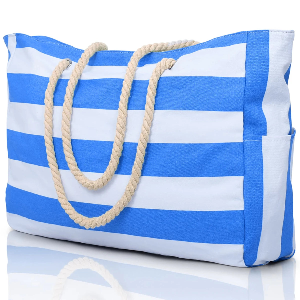 Striped zipper outer bag, waterproof and sand resistant canvas