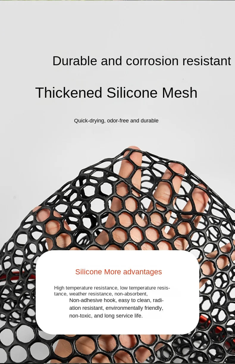Folding Landing Net-  Rubber/Silicone Mesh -  14kg load bearing