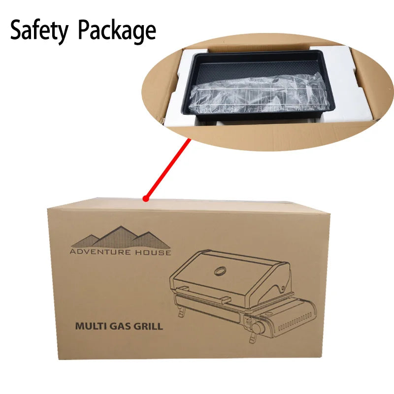 Camping Multi Gas Grill. Portable BBQ, Stove, Grill. Outdoor Stainless Steel