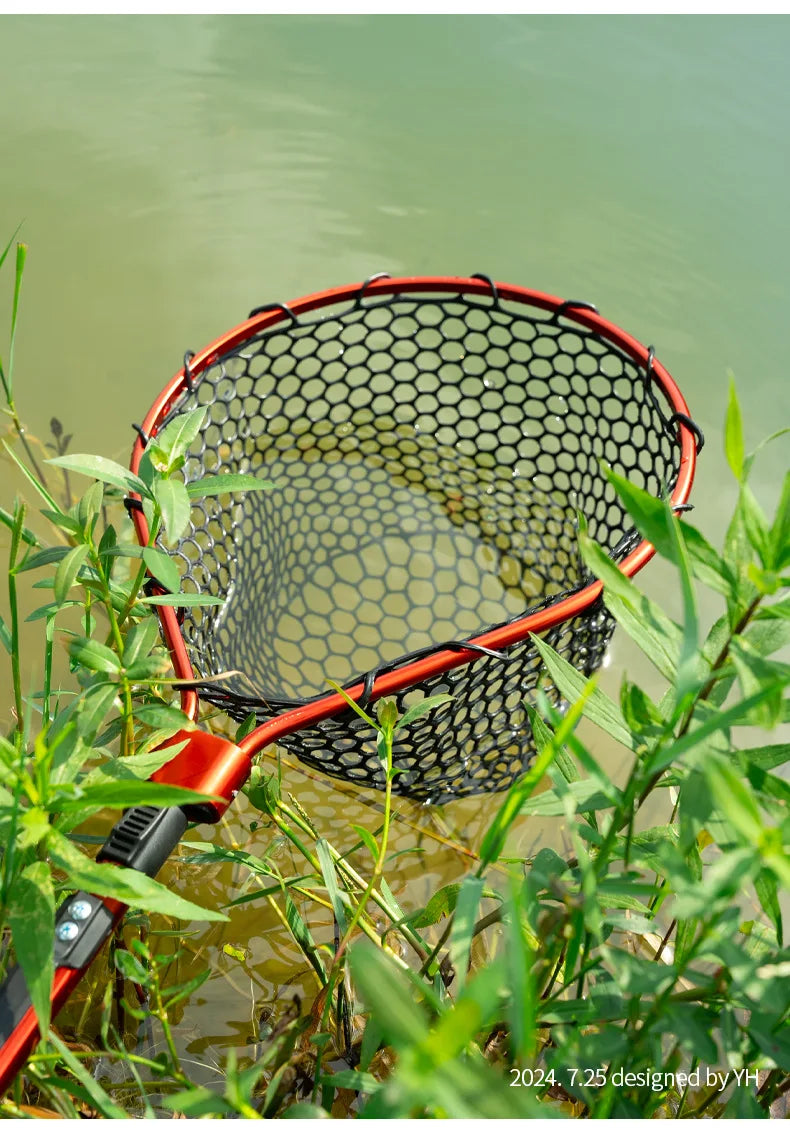 Folding Landing Net-  Rubber/Silicone Mesh -  14kg load bearing