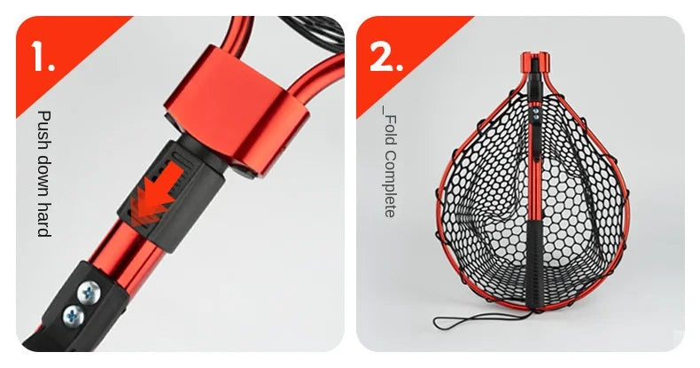 Folding Landing Net-  Rubber/Silicone Mesh -  14kg load bearing