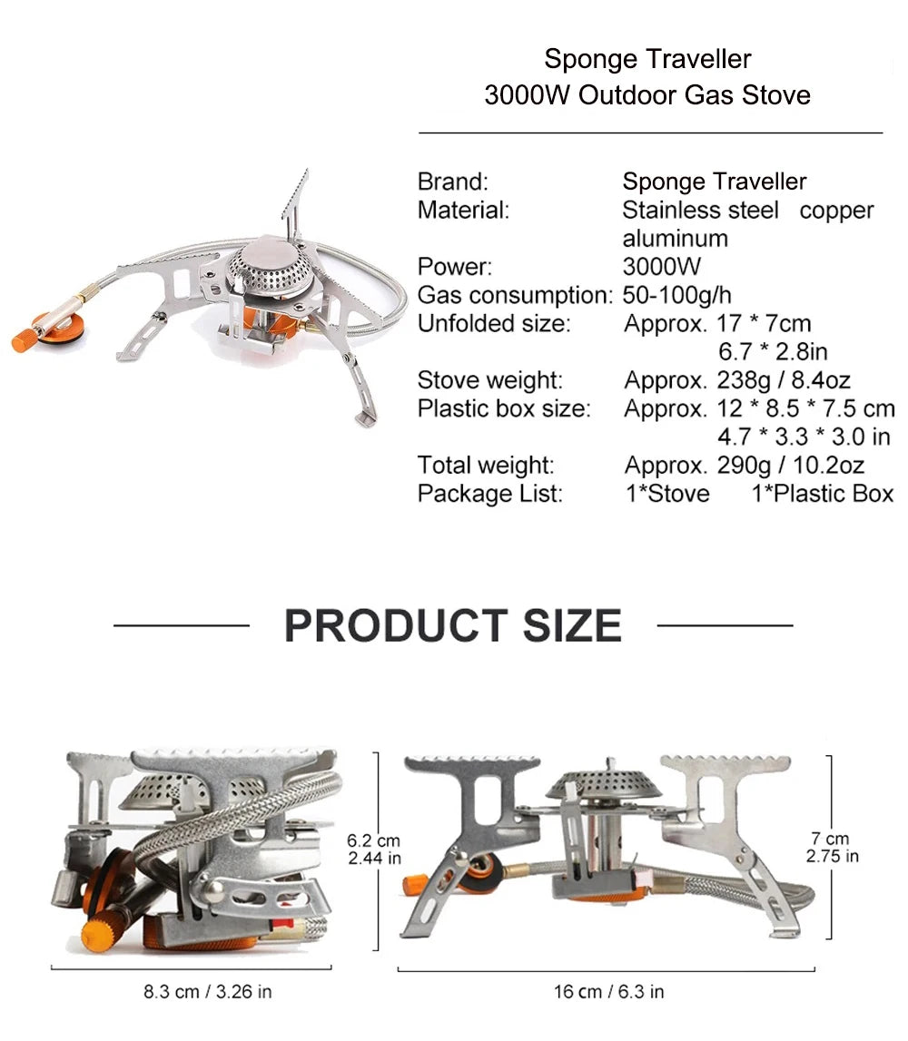 Camping Gas Stove, SUPER Portable Folding Outdoor Backpacking Stove 3500W