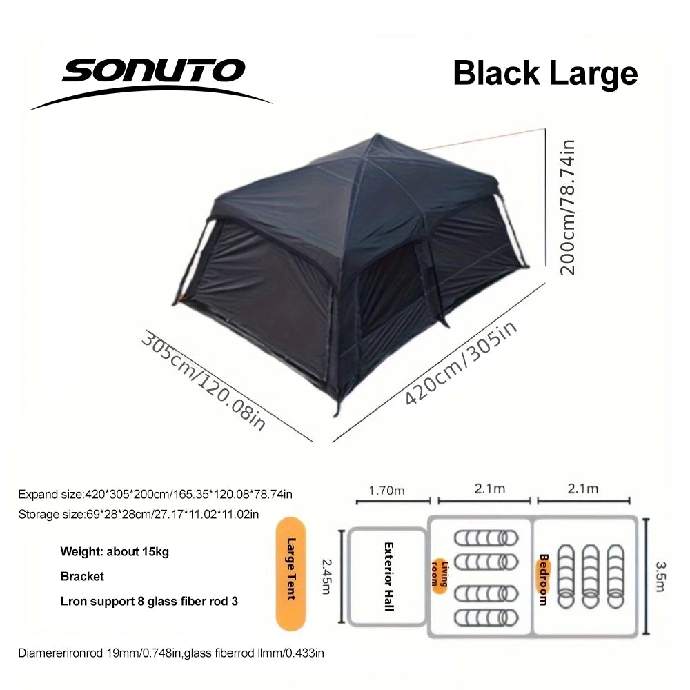 Sonuto Tent, outdoor camping two-bedroom portable thickened field awning