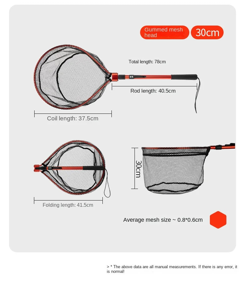 Folding Landing Net-  Rubber/Silicone Mesh -  14kg load bearing