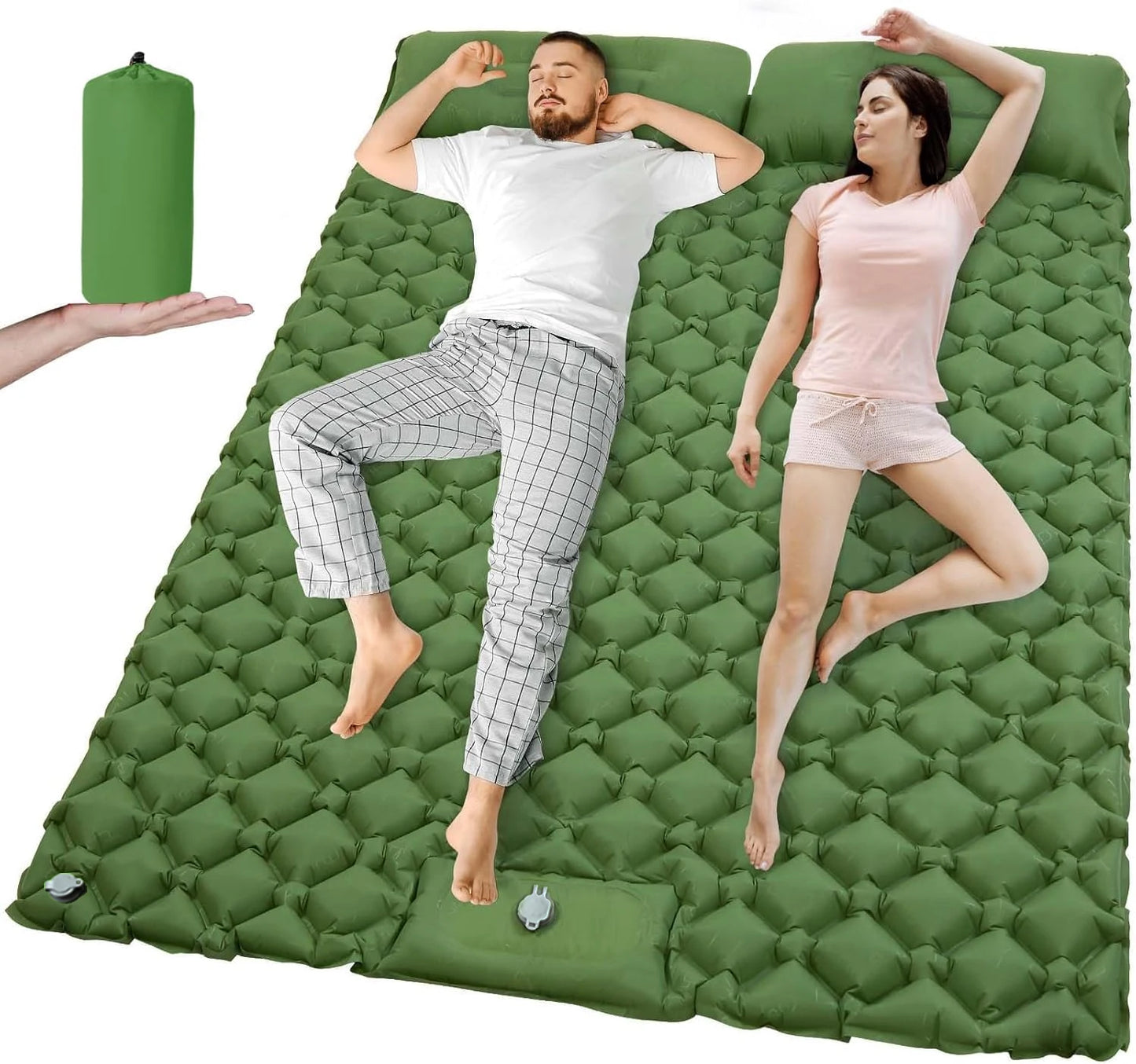Outdoor Camping Double Inflatable Mattress Extra Wide Sleeping Pad Ultralight