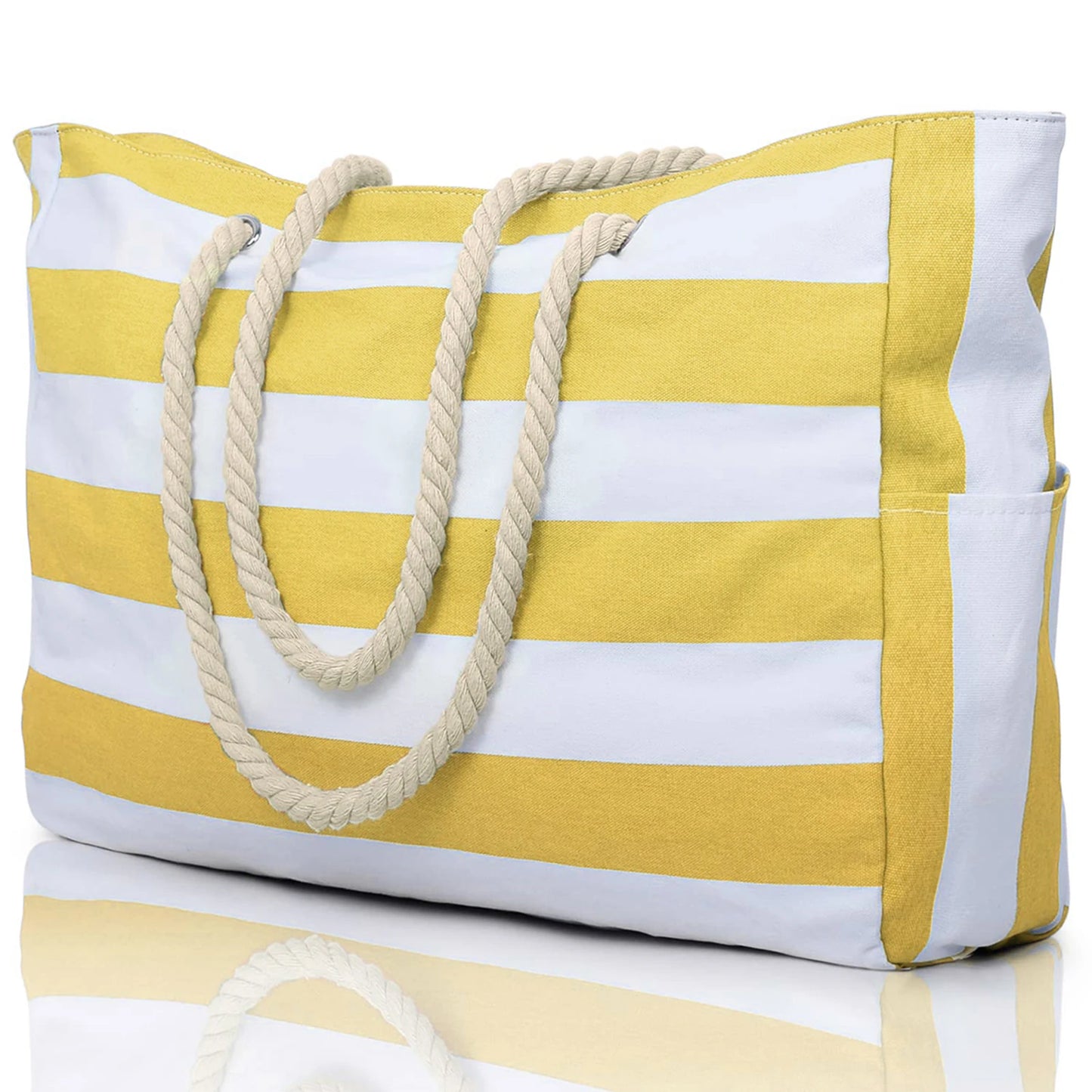 Striped zipper outer bag, waterproof and sand resistant canvas