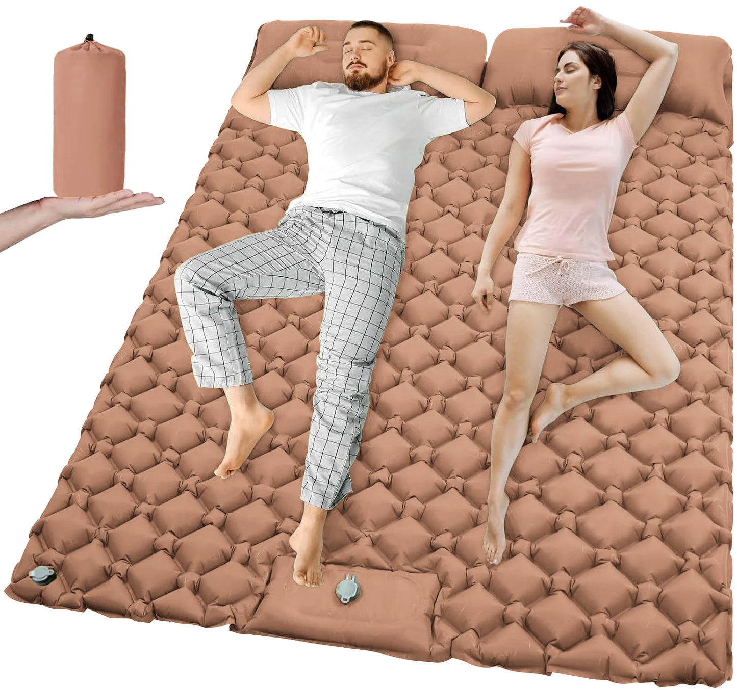 Outdoor Camping Double Inflatable Mattress Extra Wide Sleeping Pad Ultralight