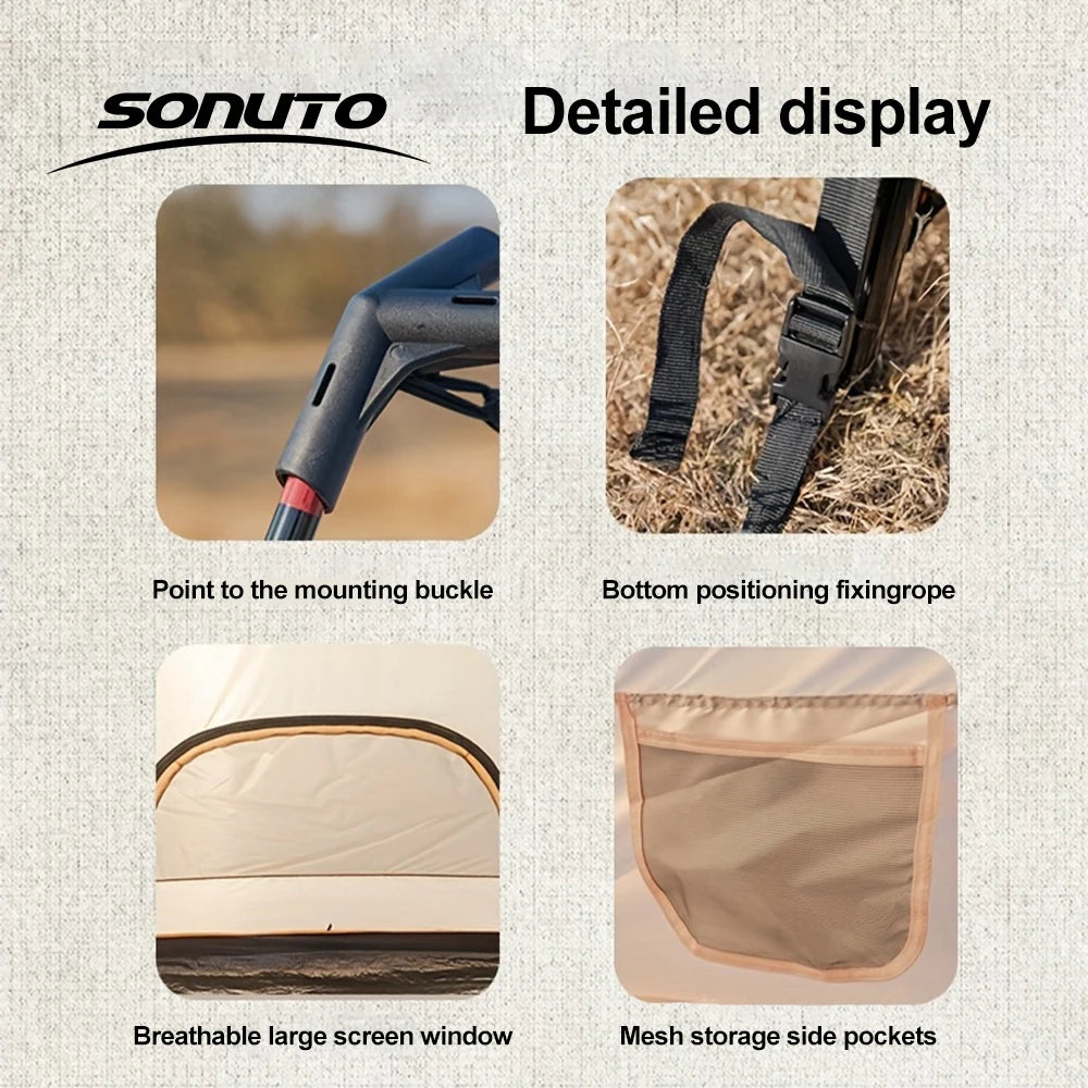 Sonuto Tent, outdoor camping two-bedroom portable thickened field awning