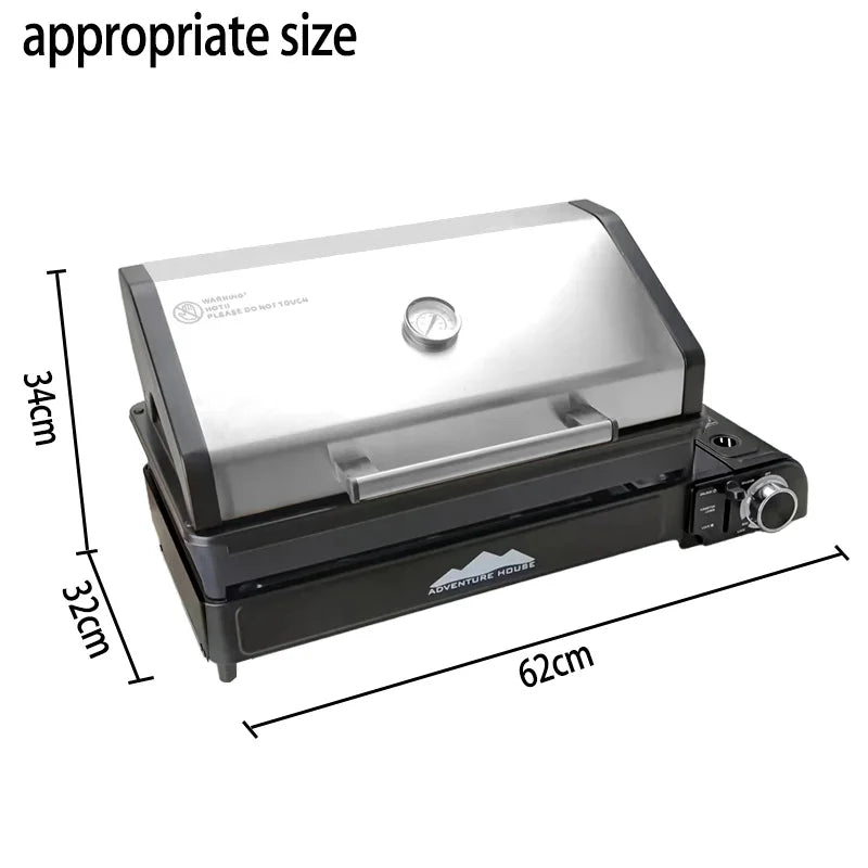 Camping Multi Gas Grill. Portable BBQ, Stove, Grill. Outdoor Stainless Steel