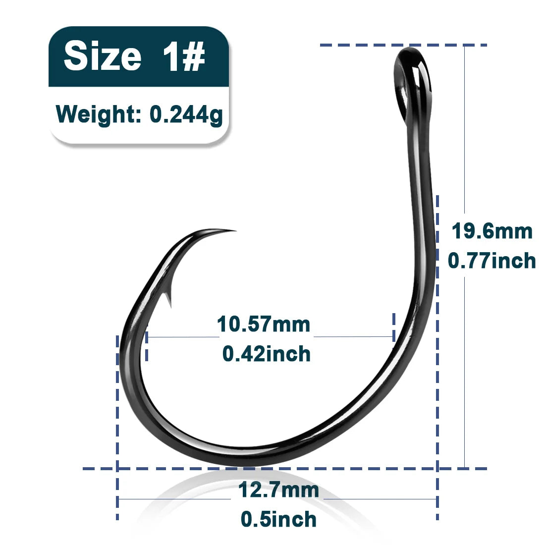 Circle Hooks 25~100Pcs - Wide Gap Non-Offset Circle Hook