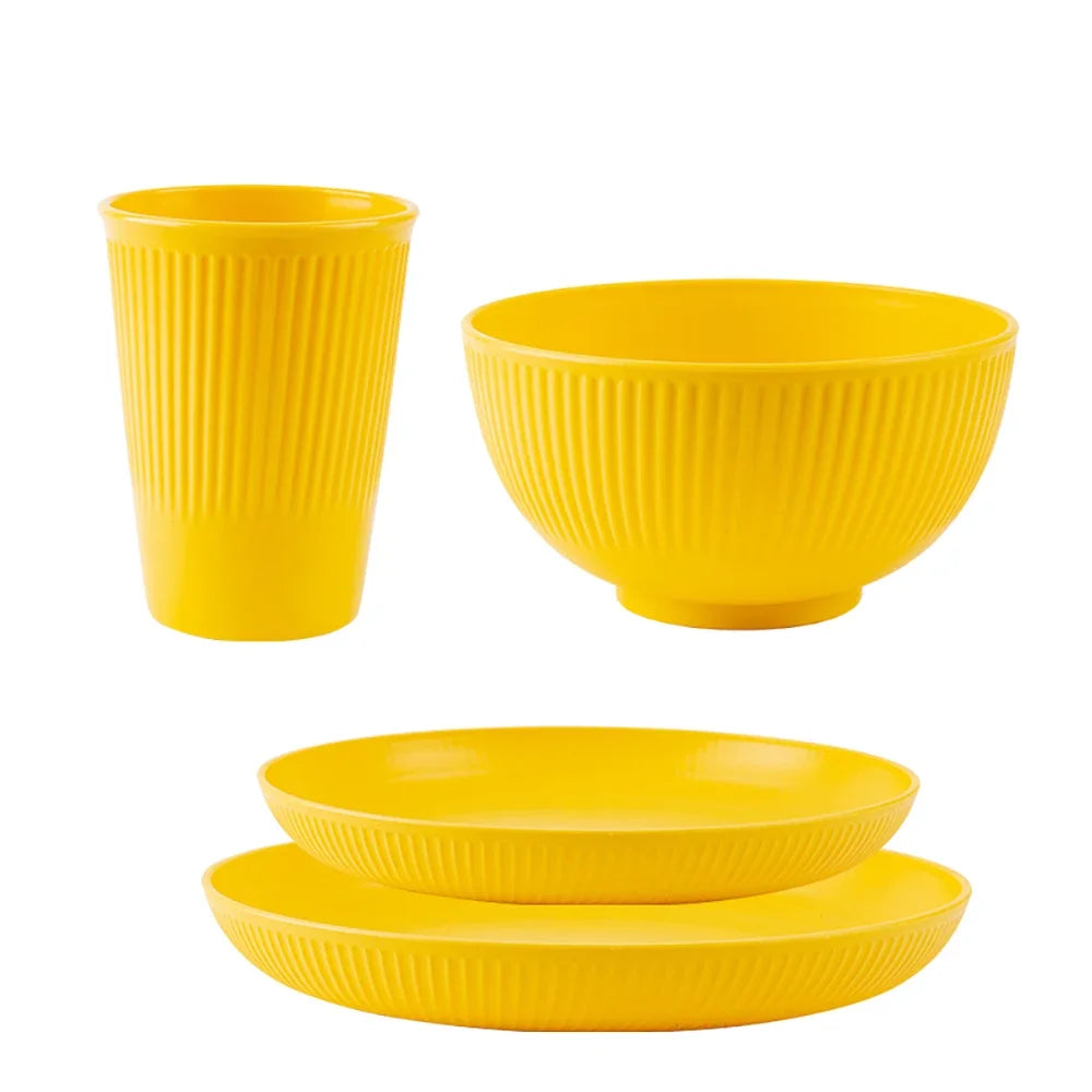 4Pcs Wheat Straw Tableware Set - Eco Friendly Dishes