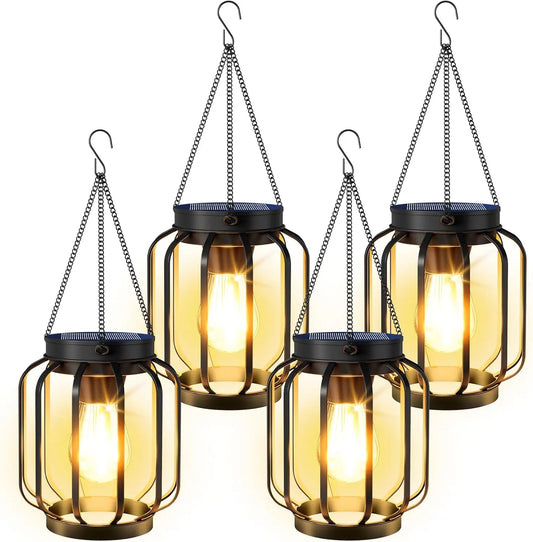 Solar Powered Lantern Hanging Light with Hook
