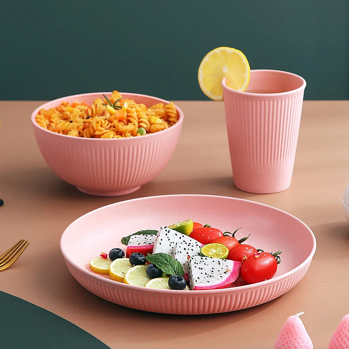 4Pcs Wheat Straw Tableware Set - Eco Friendly Dishes