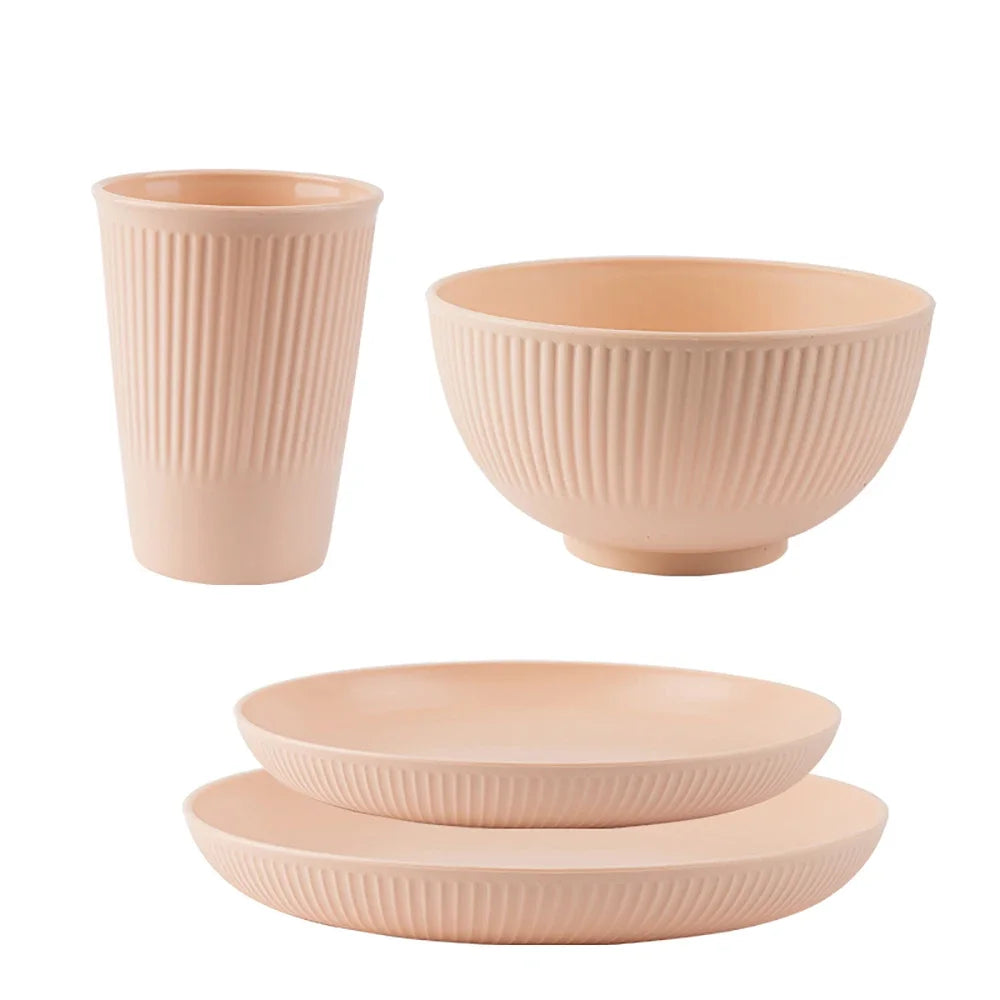 4Pcs Wheat Straw Tableware Set - Eco Friendly Dishes