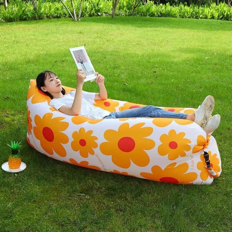 New Sunflower Lazy Inflatable Sofa Outdoor Beach Lazy Sleeping Bag Inflatable Bed Portable Air Sofa Portable camping activities