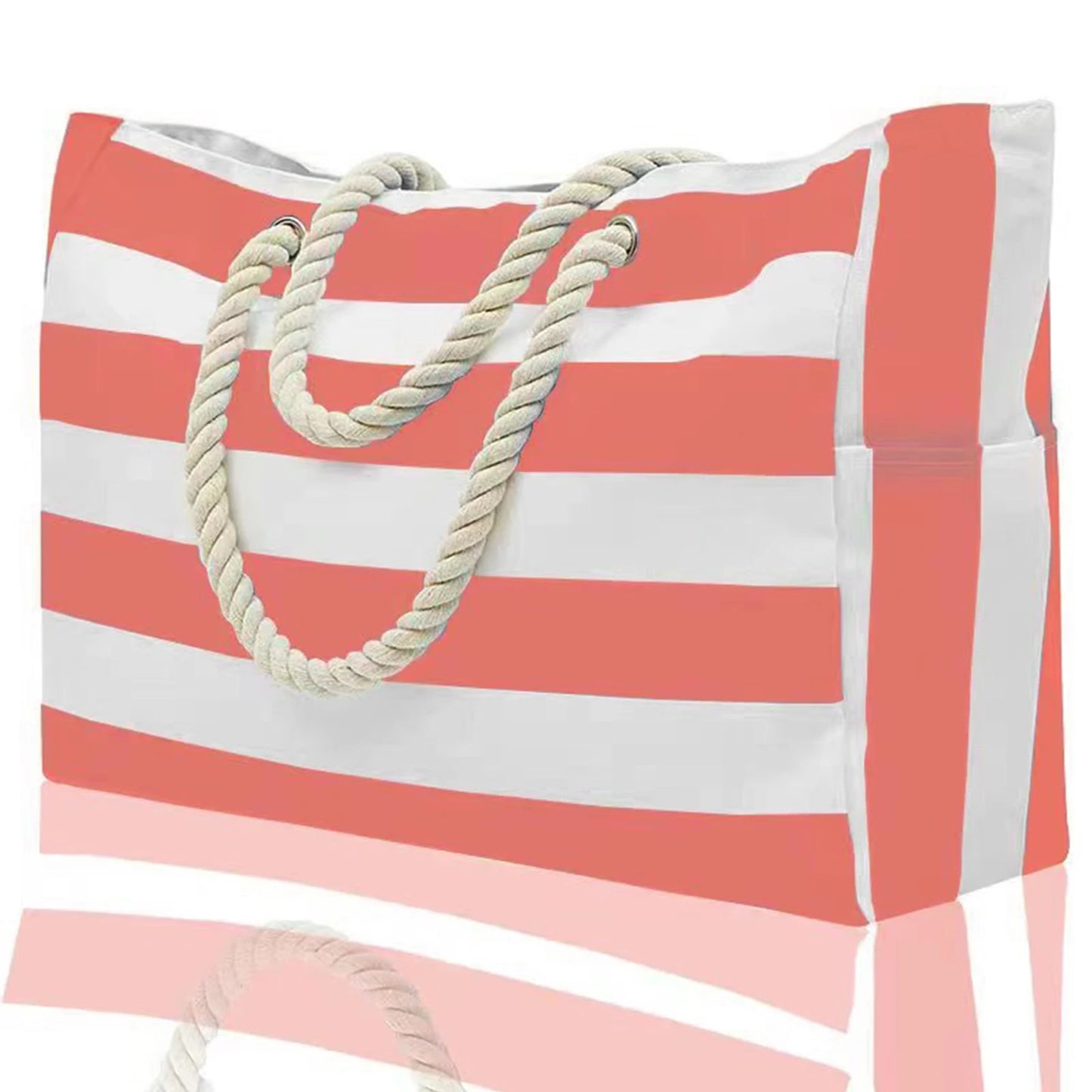 Striped zipper outer bag, waterproof and sand resistant canvas