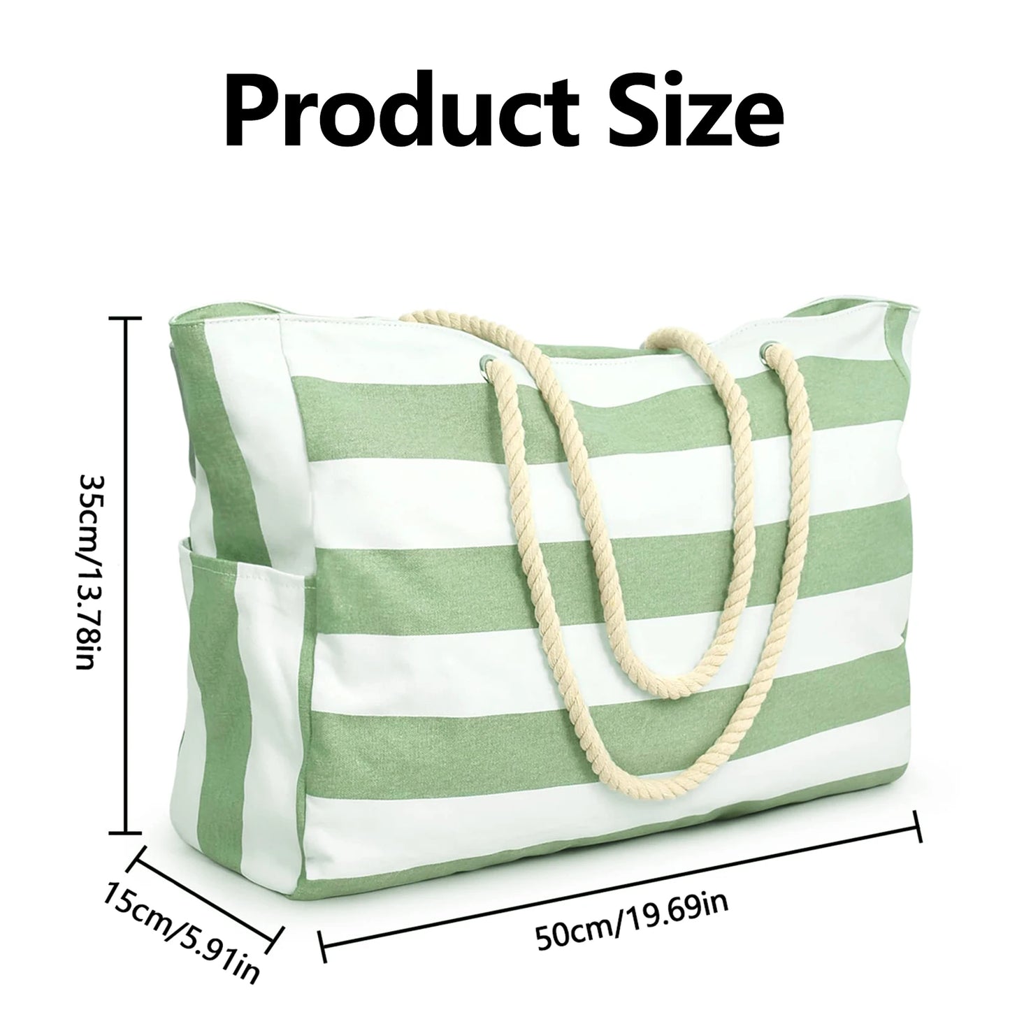 Striped zipper outer bag, waterproof and sand resistant canvas