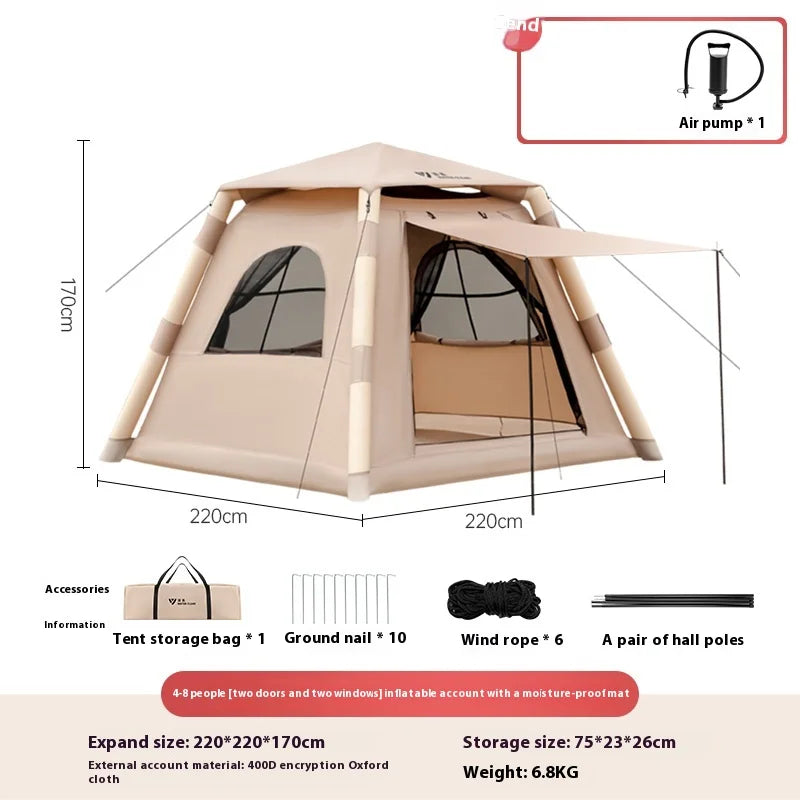 Large Camping Air Tent, inflatable One-touch Outdoor Tent
