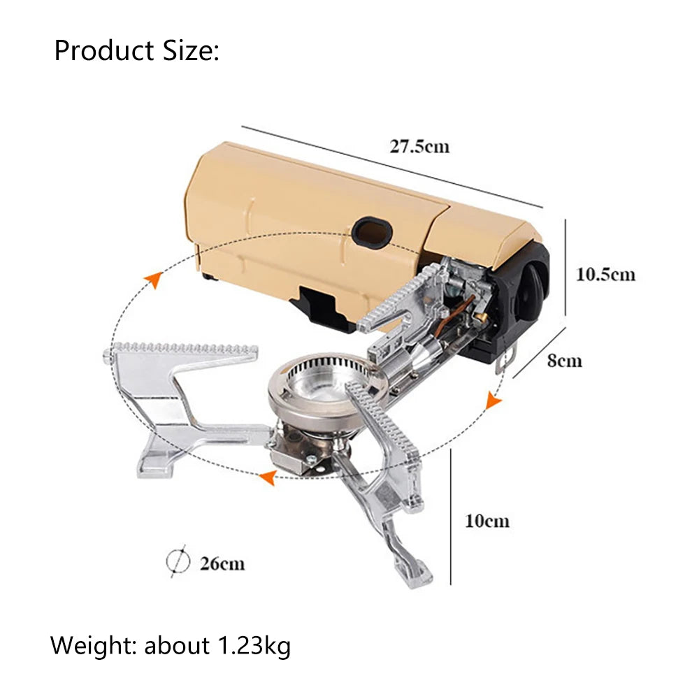 Camping Cassette Stove, Outdoor Folding Gas Burner 2600w
